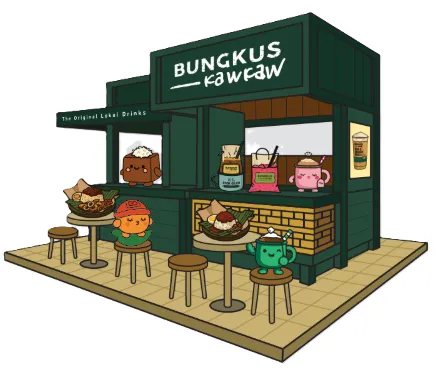 Bungkus Kaw Kaw Fridge Magnet Malaysia Kopitiam Icon Series - Image 13