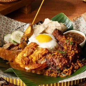Nasi Lemak Ayam Goreng Berempah with Sambal Udang